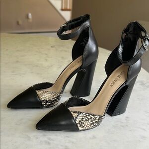 Nine West Black and Tan Chunky Heels